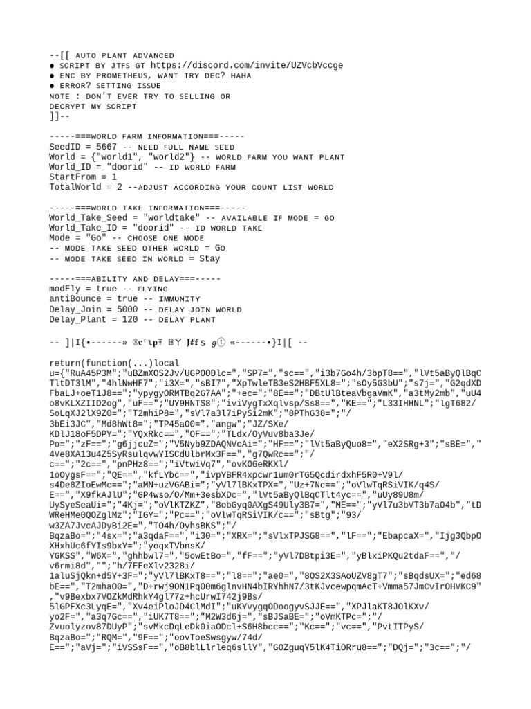 Auto Plant Advanced JTFS GT - Lua | PDF | Teaching Methods & Materials ...