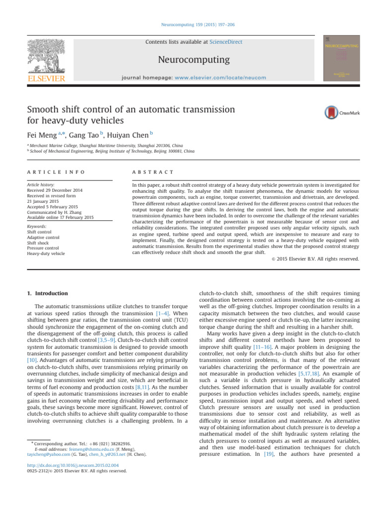 Smooth Shift Control for Heavy-Duty Transmissions | PDF | Automatic ...