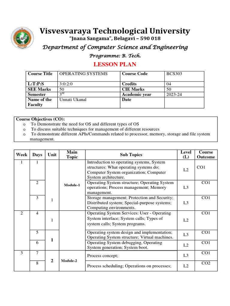 Operating Systems Course Outcomes | PDF | Operating System | Thread ...