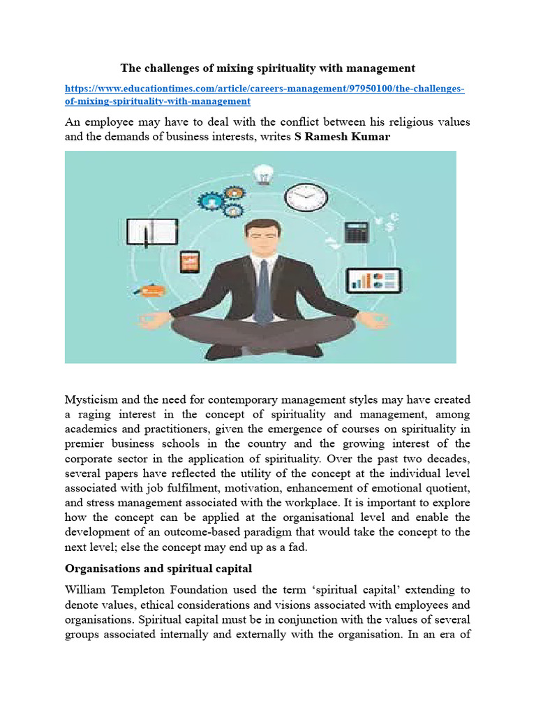 Article - The Challenges of Mixing Spirituality With Management | PDF ...