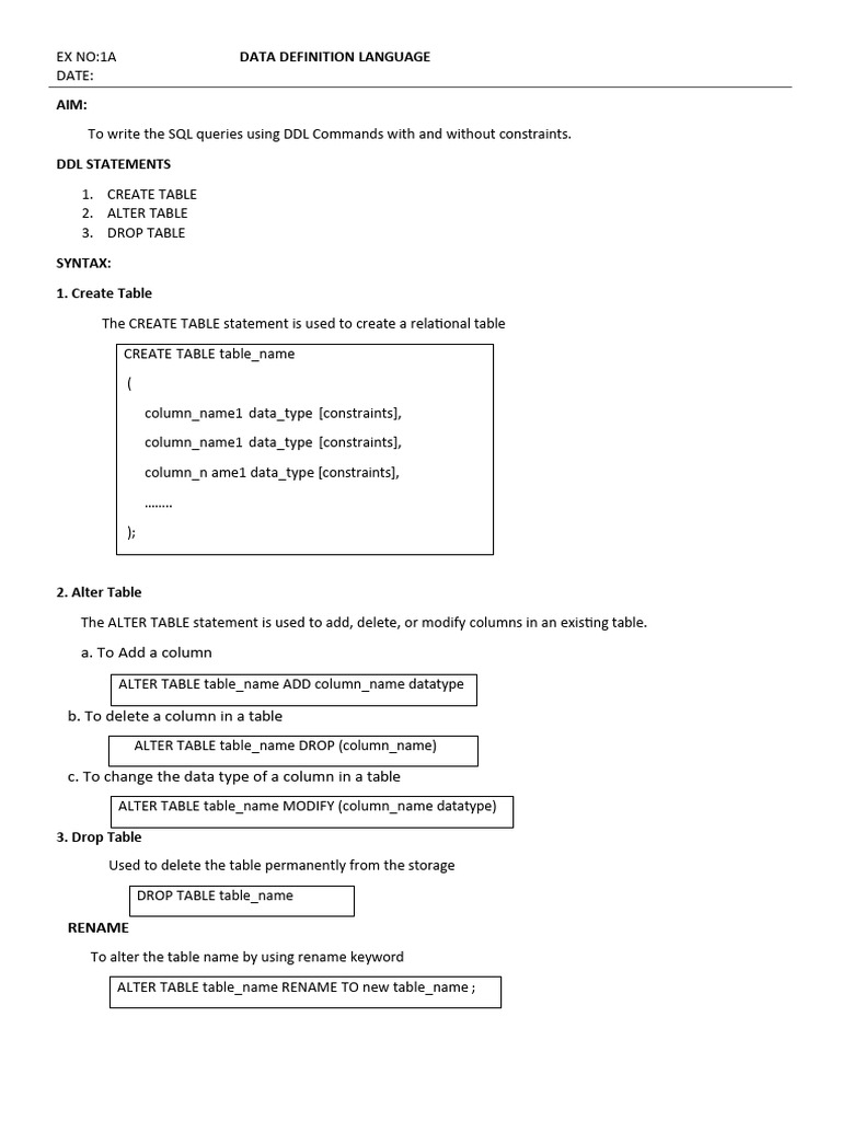 SQL Commands: DDL, DML, TCL, Joins | PDF | Relational Database ...