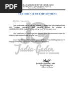 Certificate of Employment