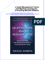 Quantitative Asset Management Factor Investing And Machine Learning For Institutional Investing Michael Robbins full download chapter