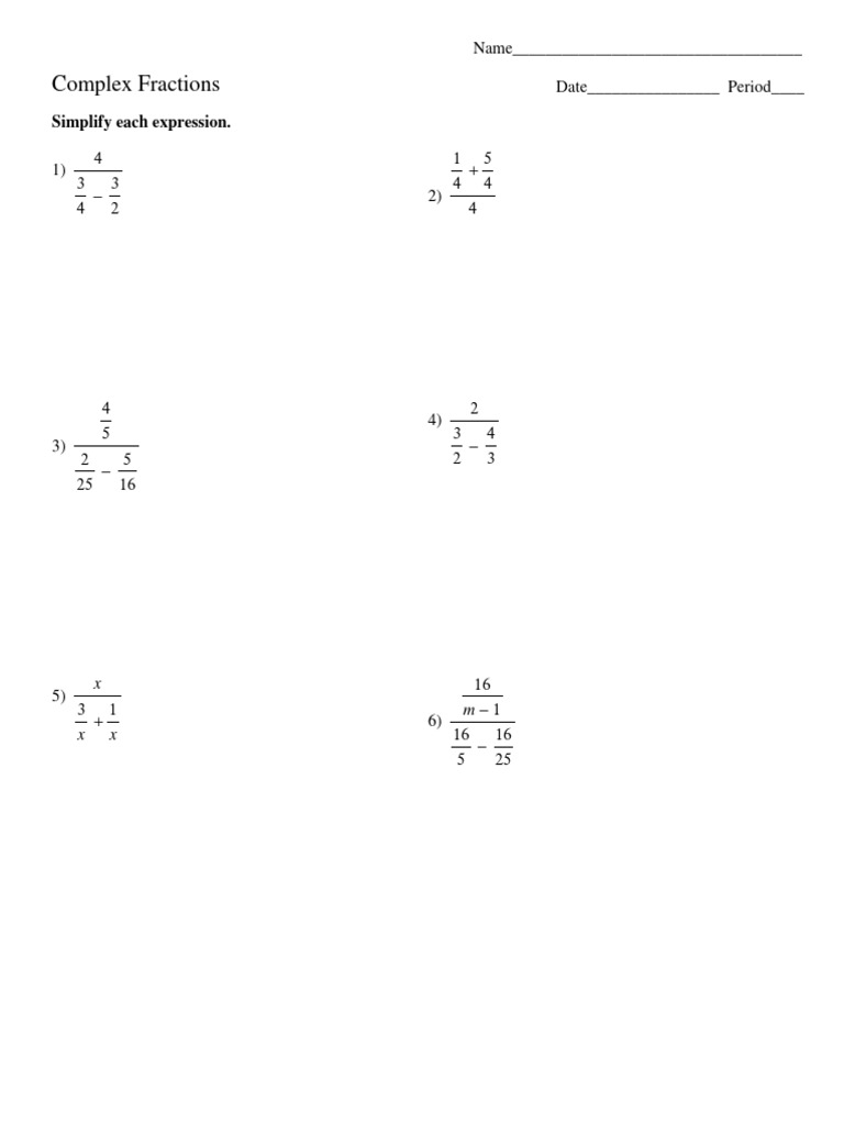 Complex Fractions Definition