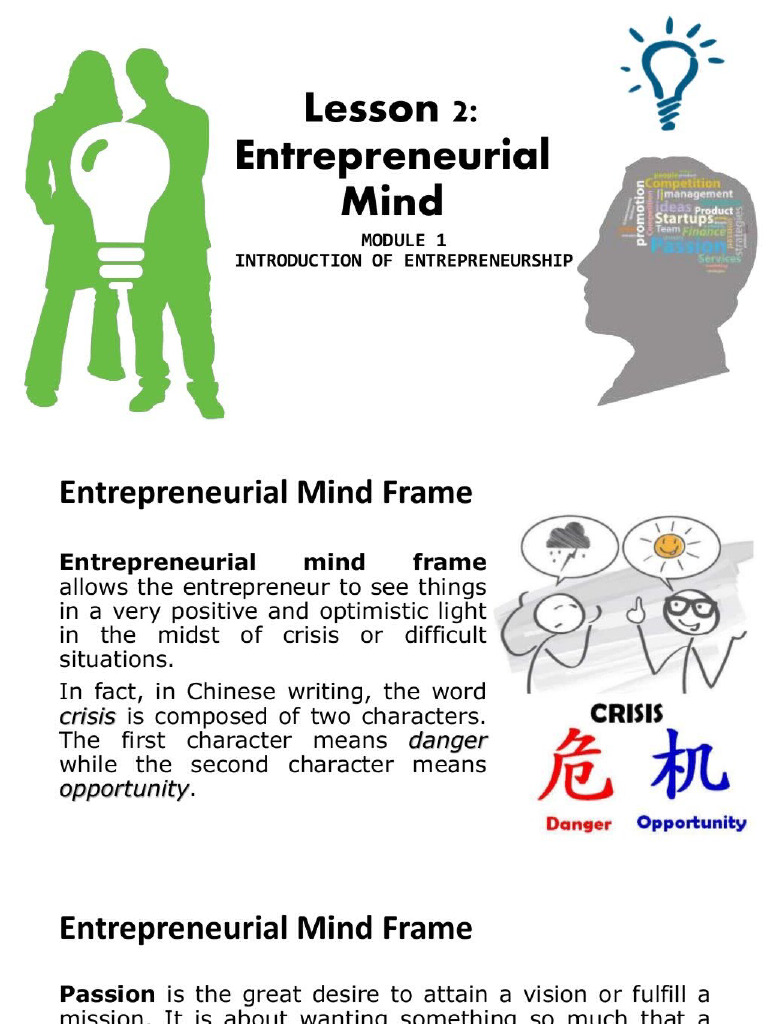 Lesson 2 Entrepreneurial Mind Pdf