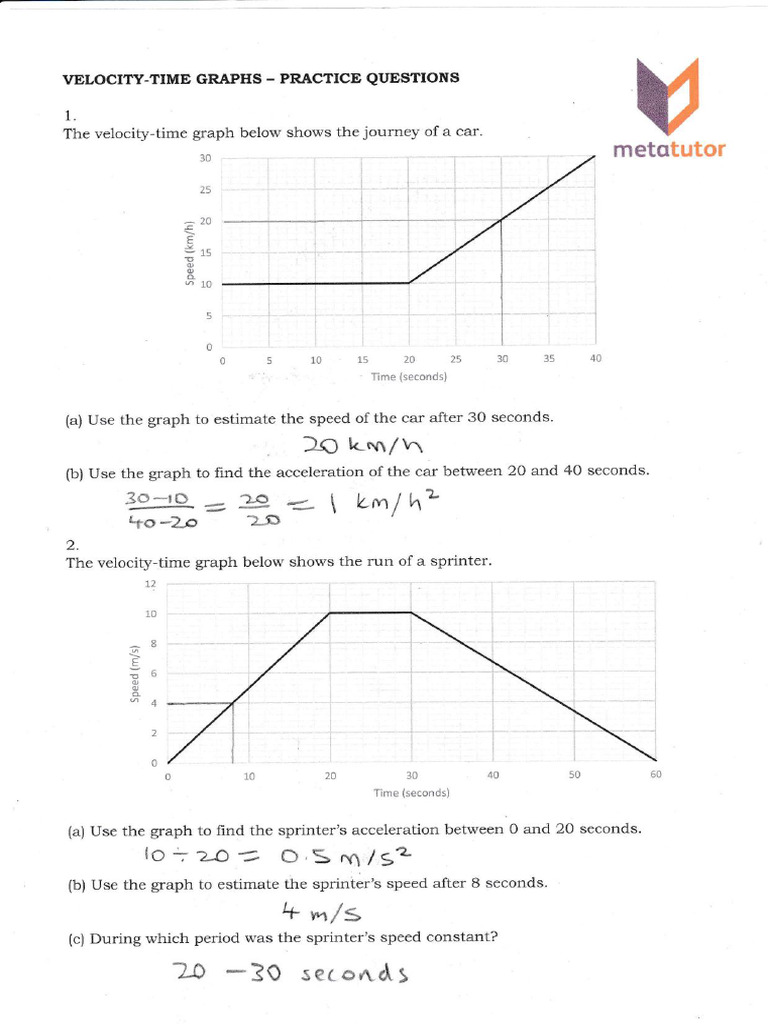 VELOCITY-TIME-GRAPHS-SOLUTIONS | PDF | Acceleration | Speed