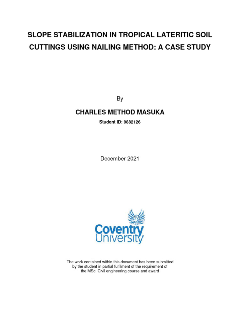 Slope Stabilization in Tropical Lateritic Soil Cuttings Using Nailing ...