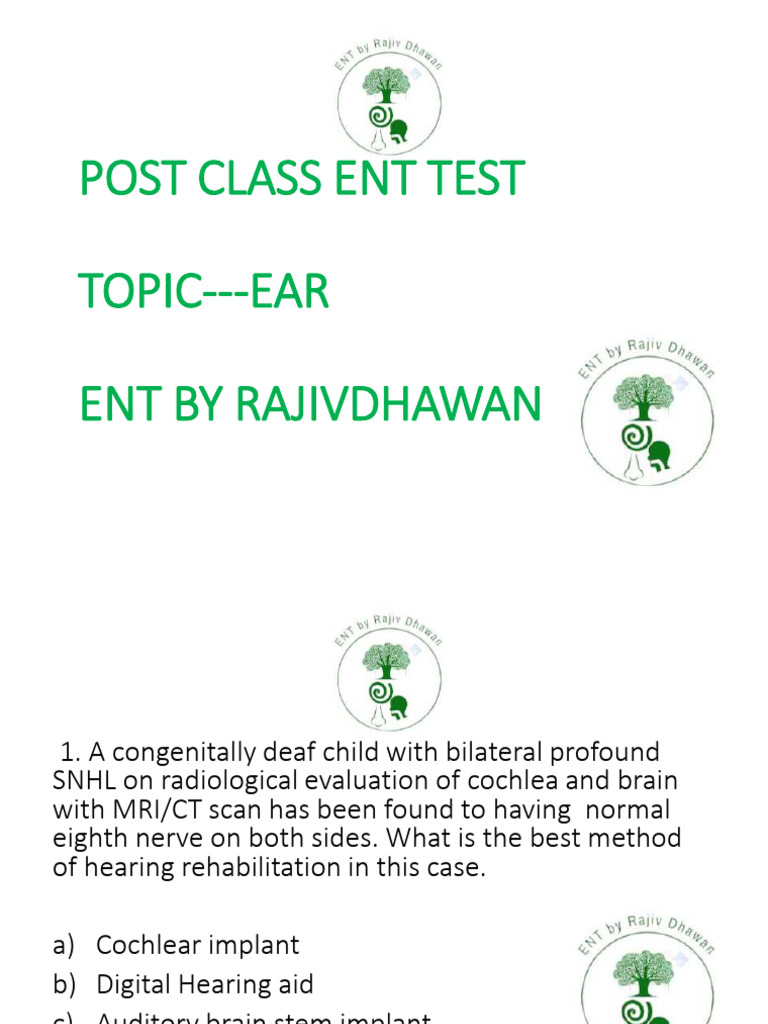 ENT Examination and Rehabilitation Insights | PDF | Ear | Vertigo
