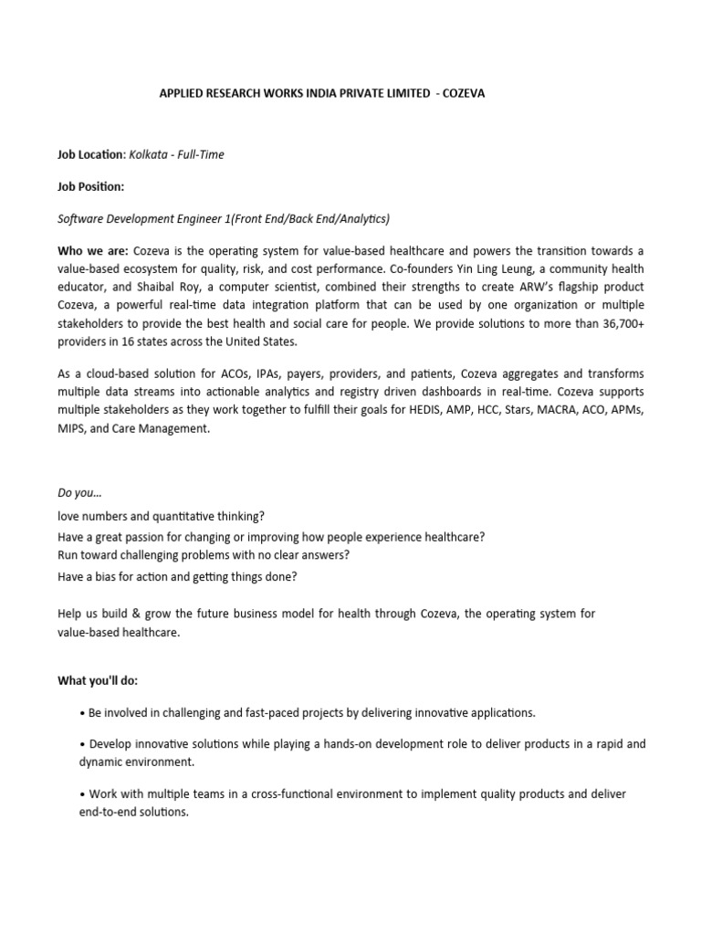 Fresher Hiring Jd Pdf Business