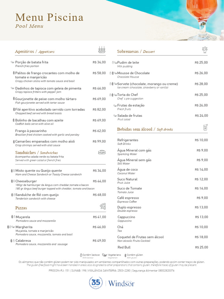 Poolside Menu and Drink Options | PDF | Cuisine | Foods