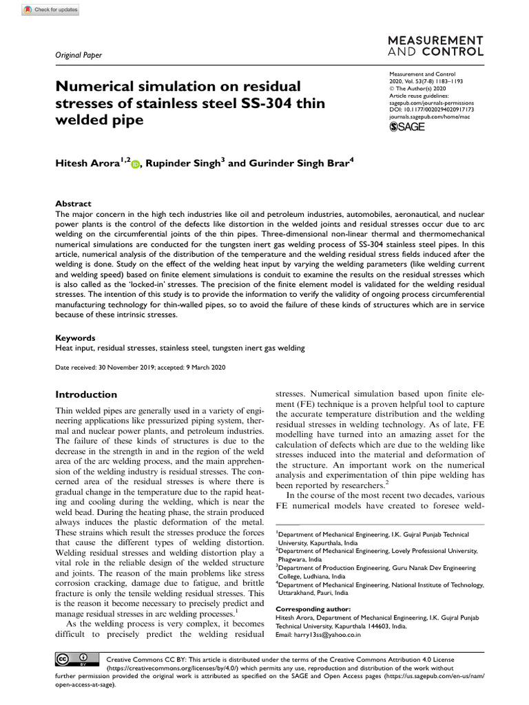 Residual Stress Analysis in SS-304 Welding | PDF | Welding | Construction