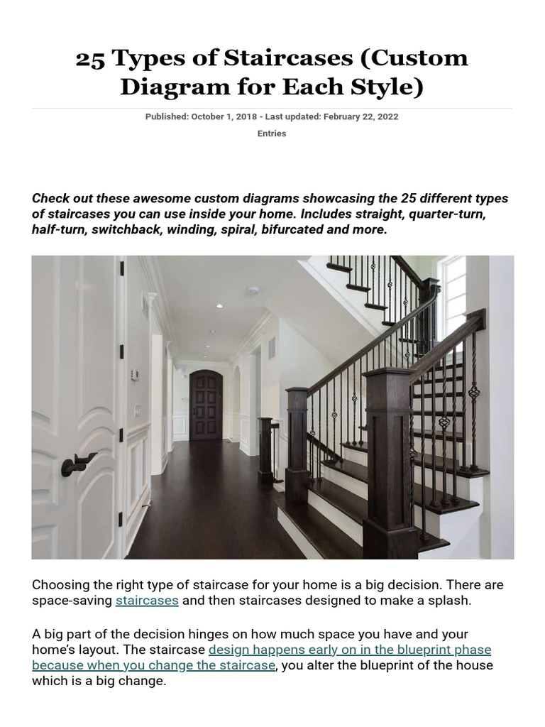 25 Types of Staircases (Custom Diagram for Each Style) - Home ...