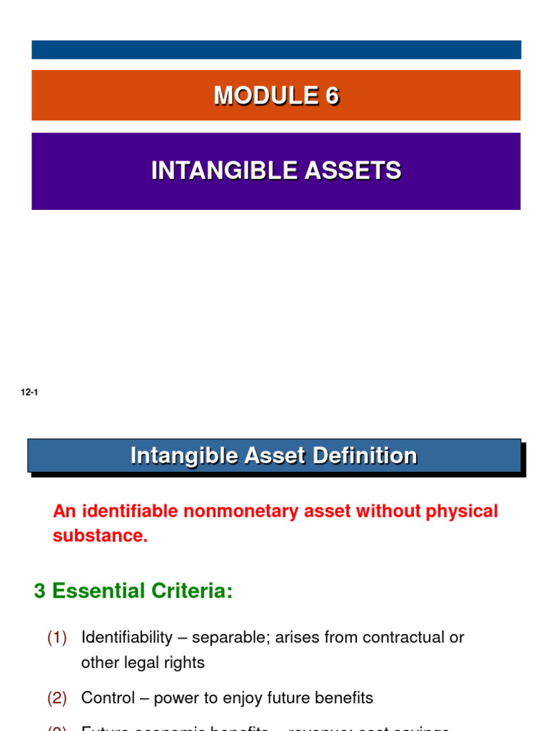 Module 6. Intangible Assets-1 | PDF | Goodwill (Accounting) | Intangible  Asset