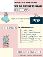 Development of Business Plan Finance Report No. 4 For 4th Quarter