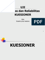 UJI VALIDITAS KUESIONER