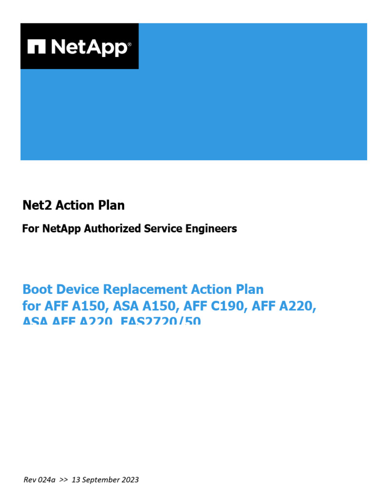 Boot Device Replacement for NetApp AFF A150 | PDF | Booting | Command ...
