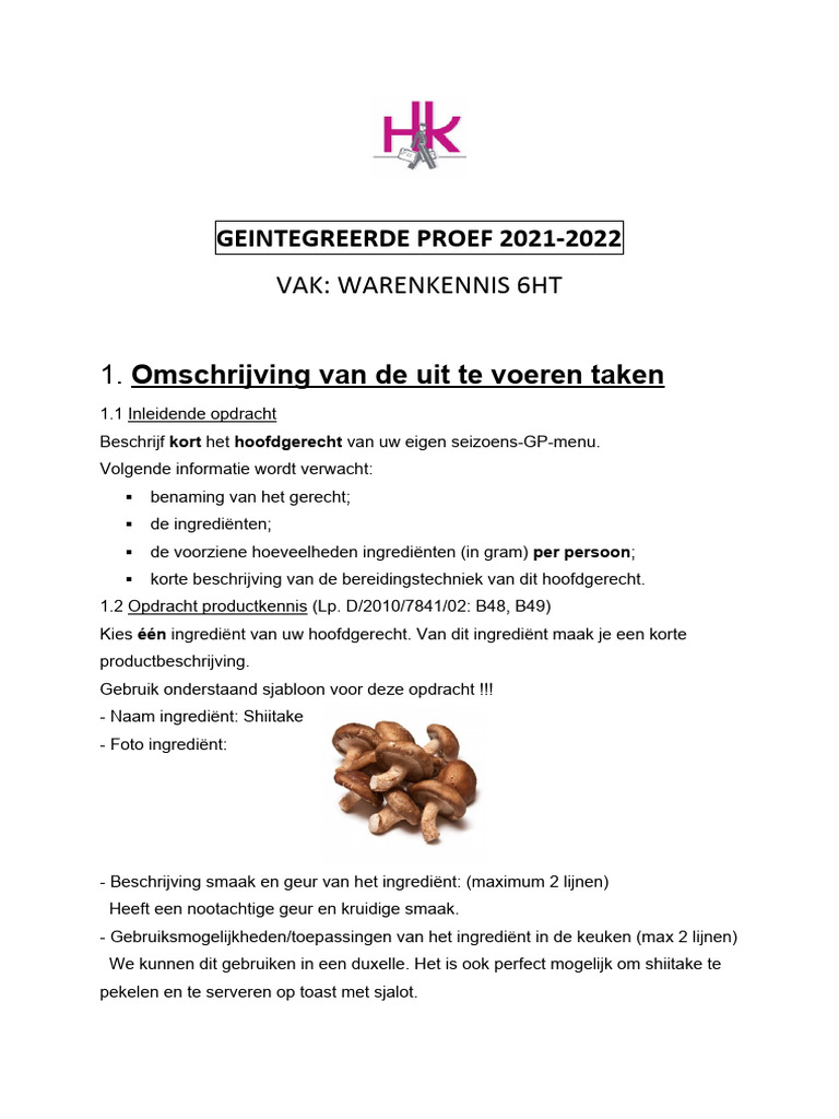GEINTEGREERDE PROEF 6HT 2021 Warenkennis | PDF