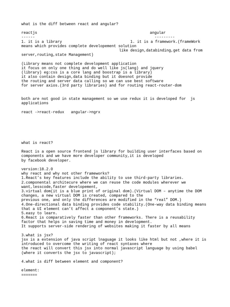 React interview pdf java script software engineering
