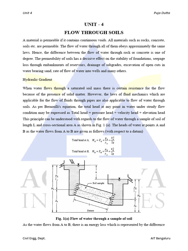 Flow Through Soils PDF Fluid Dynamics Laminar Flow