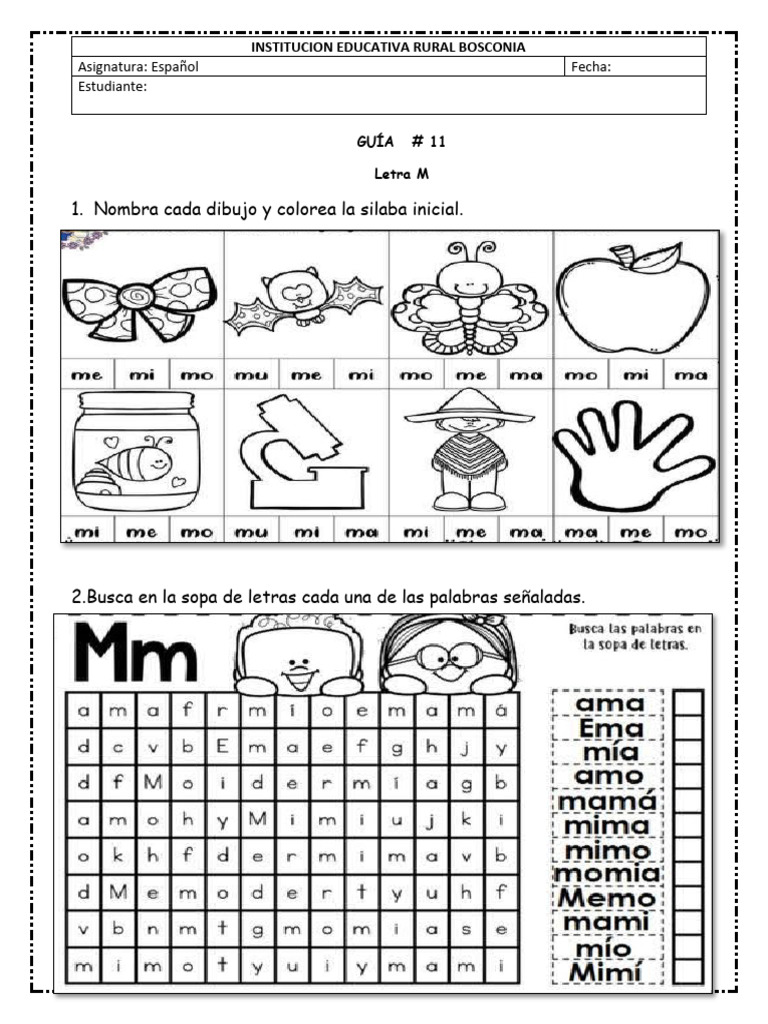Actividades de Lectoescritura: Letras M y P | PDF | Artes del Lenguaje ...