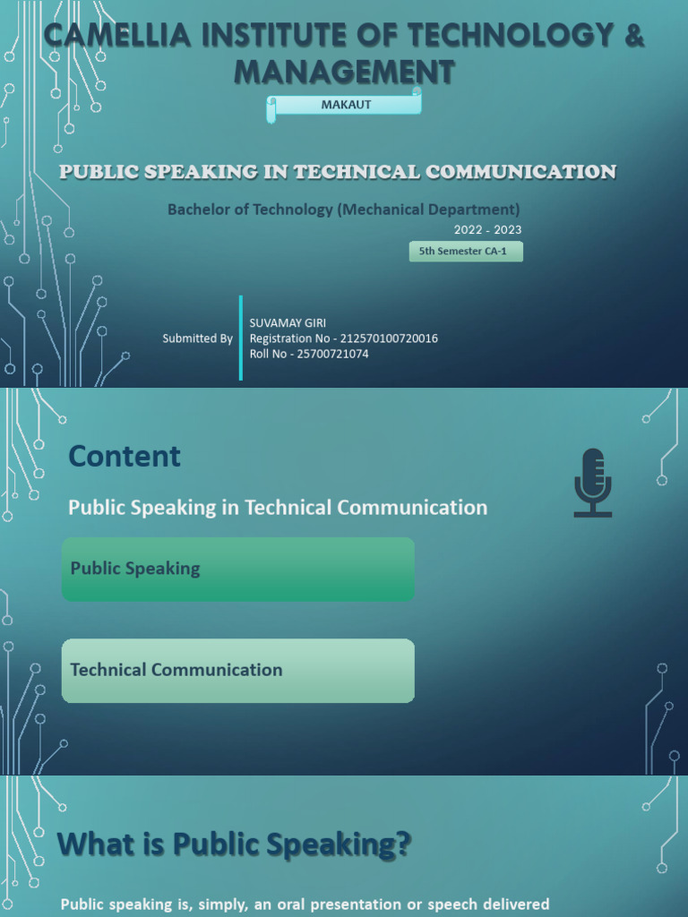 Public Speaking in Technical Communication | PDF | Public Speaking ...