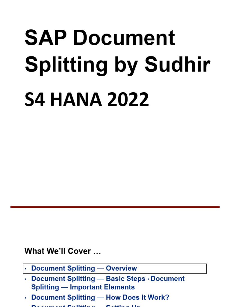 Document Splitting in SAP S/4HANA | PDF | Expense | Revenue