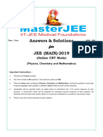 8.JEE Main 2019 Jan 12 Afternoon Session Answer Key Solution