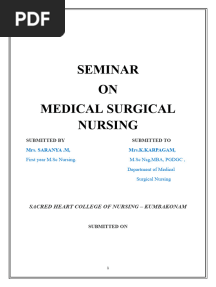 Seminar 2 - Historical Development in Medical Surgical Nursing in India