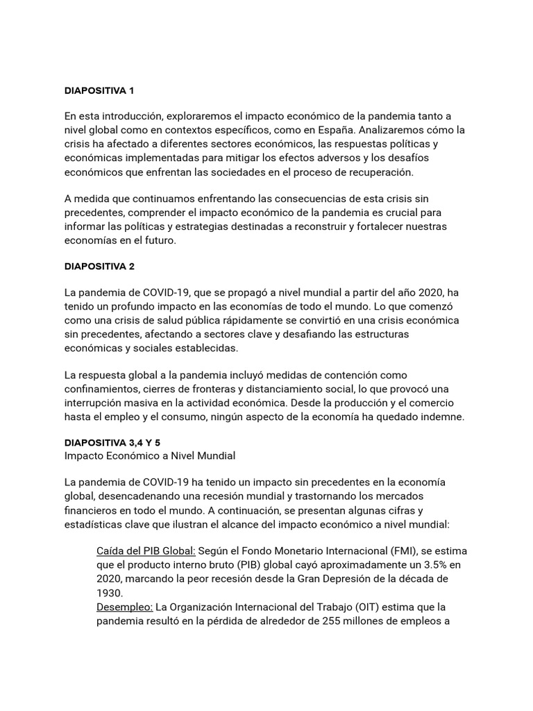 Impacto Económico de la Pandemia en España | PDF | Desempleo | España