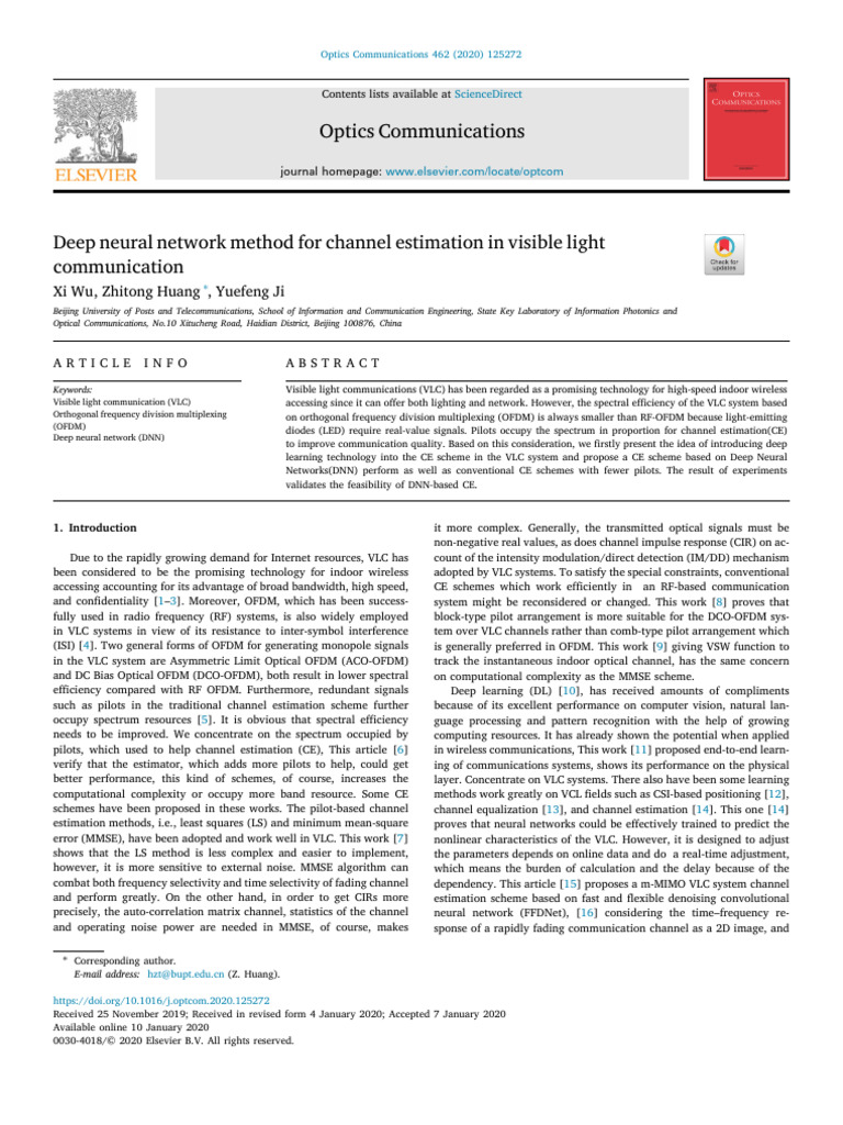 DNN-Based Channel Estimation for VLC | PDF | Deep Learning | Artificial ...