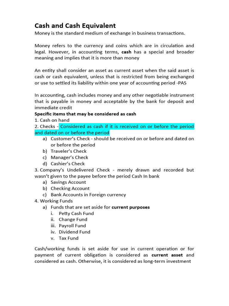 List Of Cash And Cash Equivalent – PBGWE