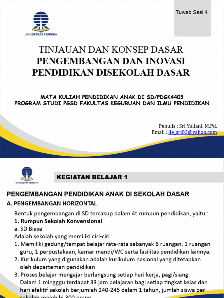 Inovasi dan Pengembangan Pendidikan SD | PDF | Karier & Perkembangan