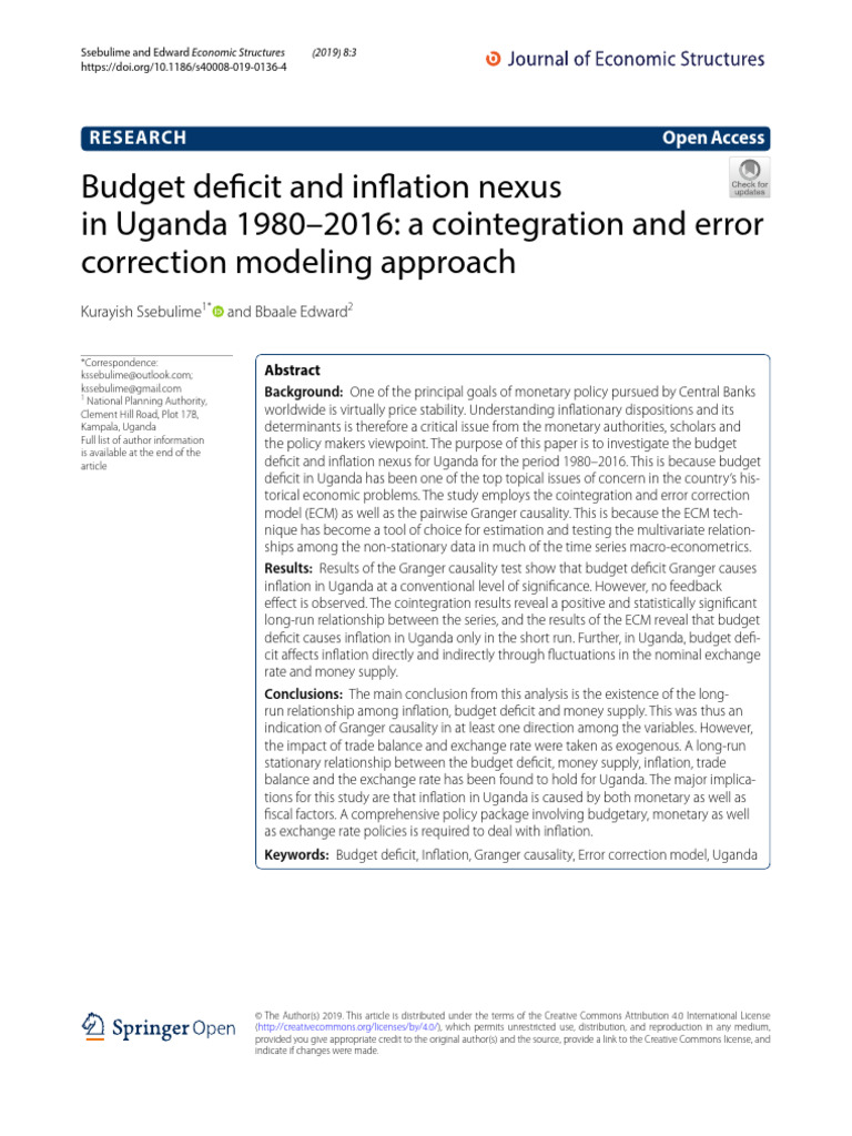 Budget Deficit and Inflation in Uganda | PDF | Inflation | Monetary Policy