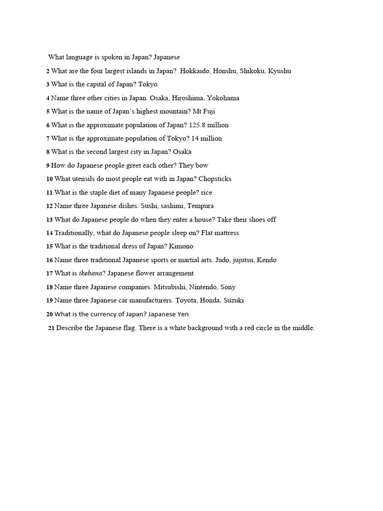 Japan: Language, Culture, and Facts | PDF