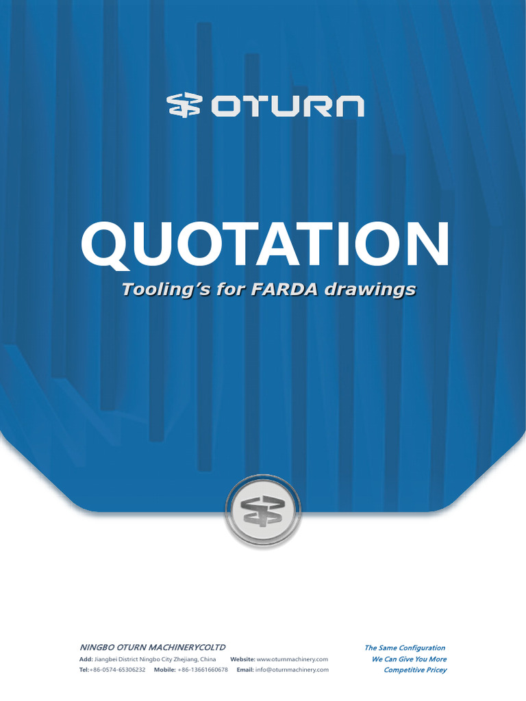 FARDA Tooling Quotation Details | PDF | Manufactured Goods | Tools