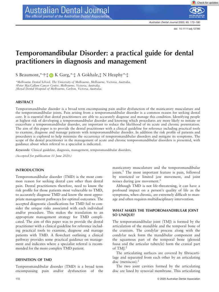 TMD Management Guidelines for Dentists | PDF | Clinical Medicine | Medicine