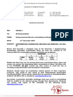 Memo On Supplementary Examination Timetable For Semester 1 of 2023-24