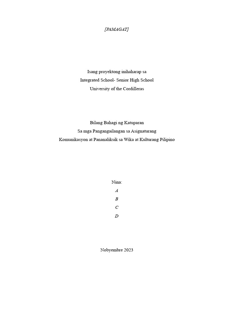 Komunikasyon Cover Page | PDF