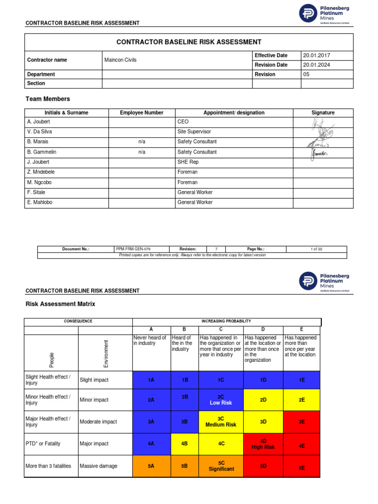 Contractor Baseline Risk Assessment Guide | PDF | Risk | Risk Assessment