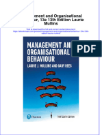 Management and Organisational Behaviour 13E 13Th Edition Laurie Mullins Download PDF Chapter