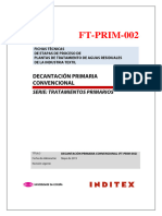 Fichas Técnicas de Etapas de Proceso de Plantas de Tratamiento de Aguas Residuales de La Industria Textil Decantación Primaria Convencional