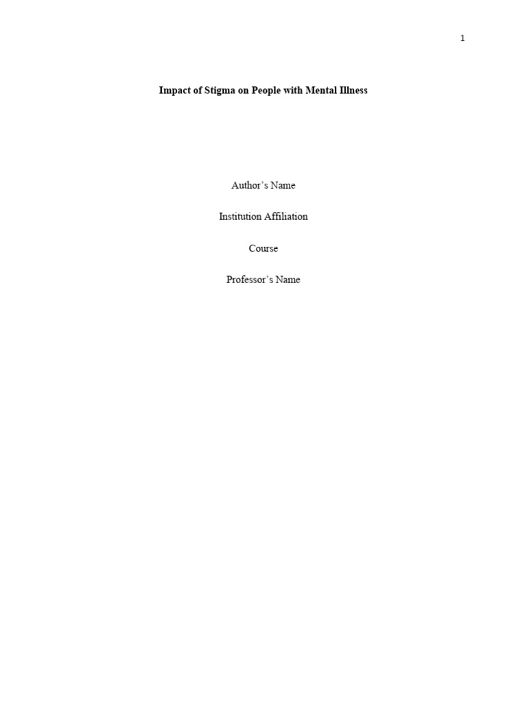 Impact of Stigma On People With Mental Illness | PDF | Social Stigma ...