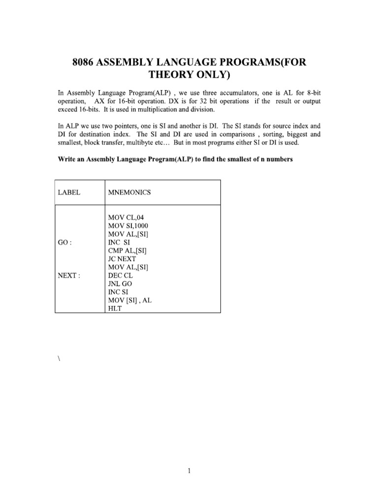 Assembly 8086 programs pdf