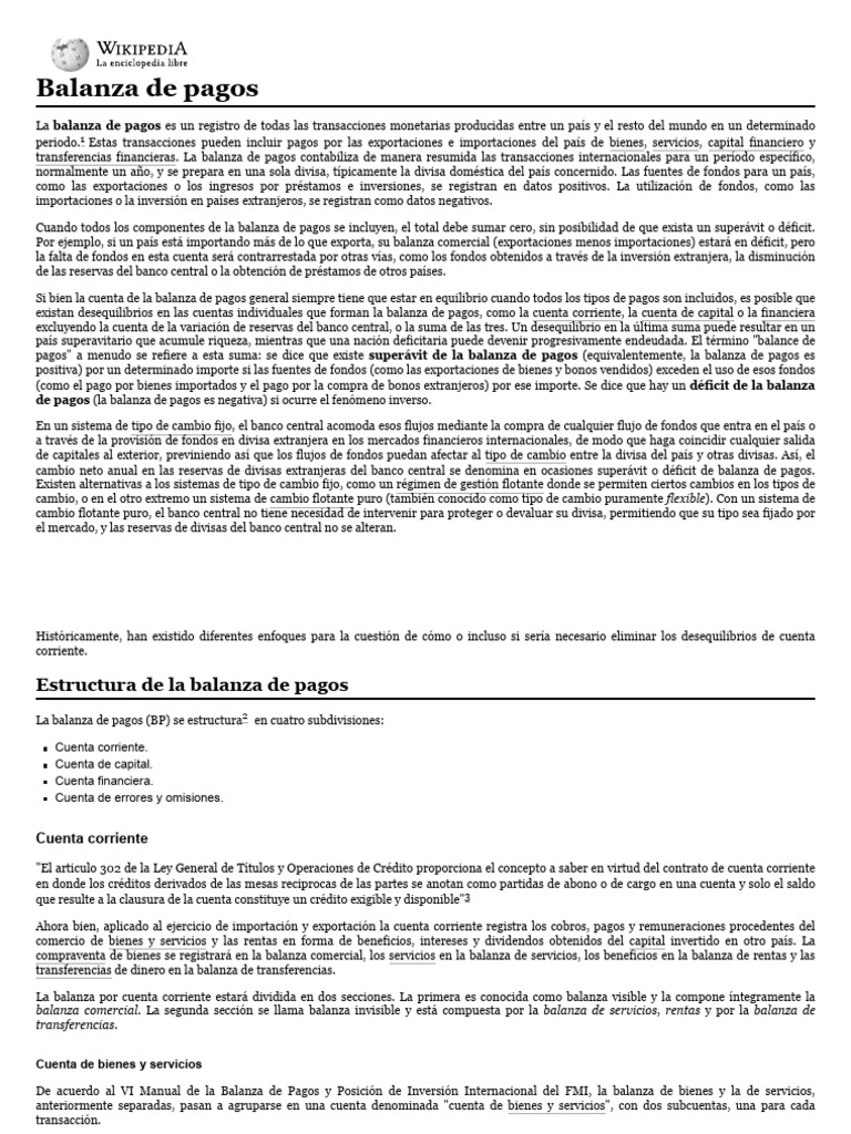 Estructura de la Balanza de Pagos | PDF | Balance de pagos | Economias