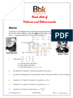 12-Worksheet of Matrics and Determinants