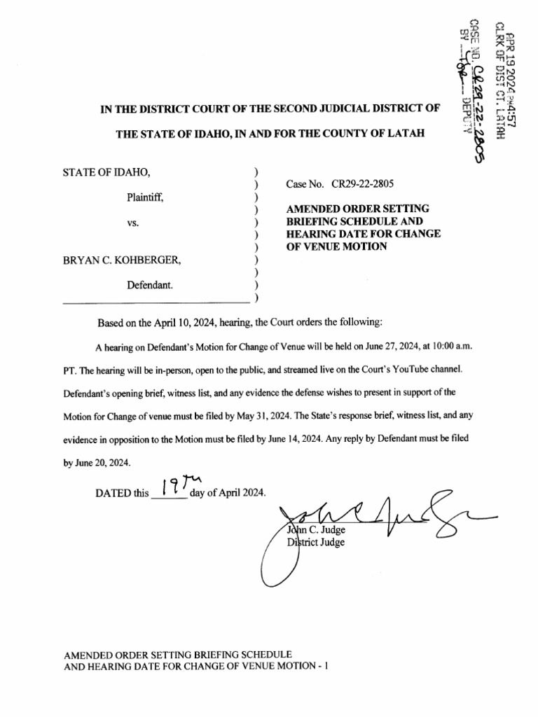 Fifth Circuit Briefing Schedule