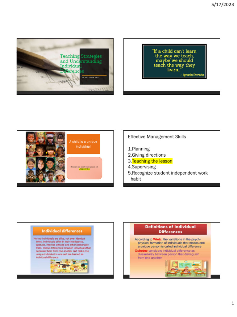 Teaching Strategies And Understanding Individual Student S Differences