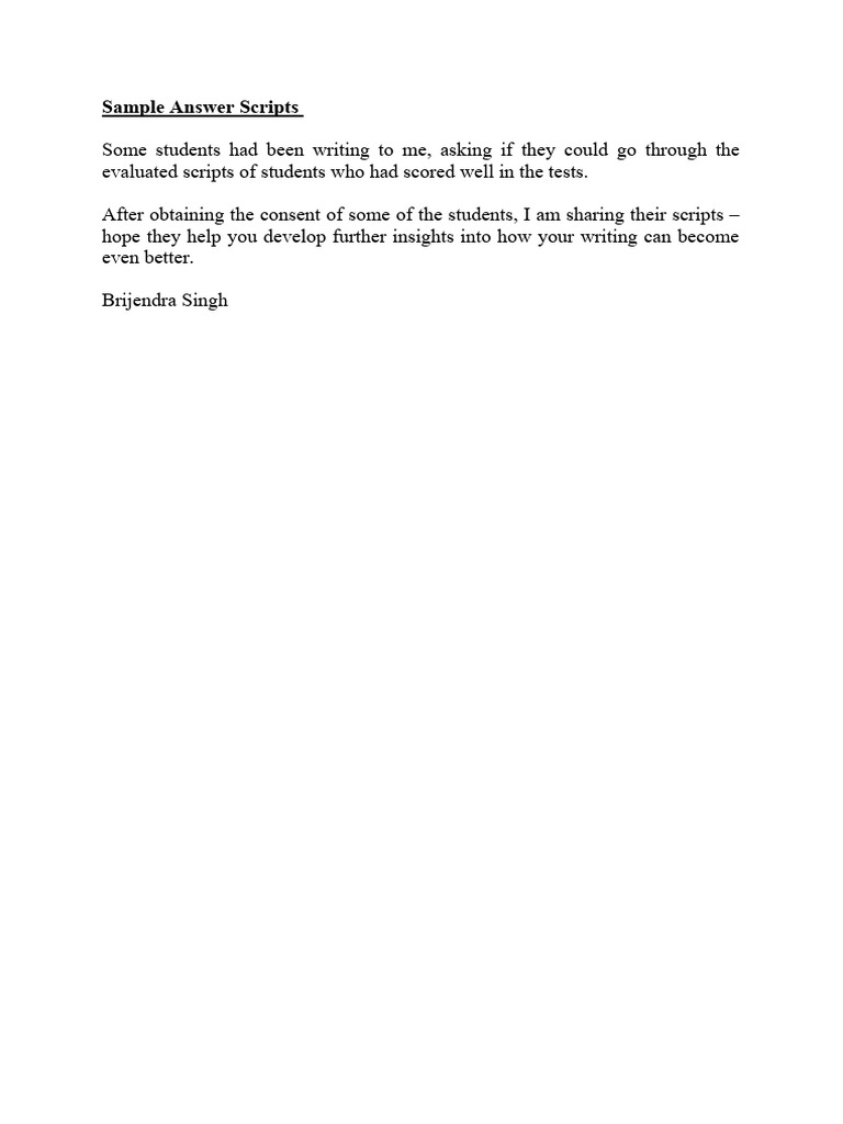 Sample Answer Scripts | PDF