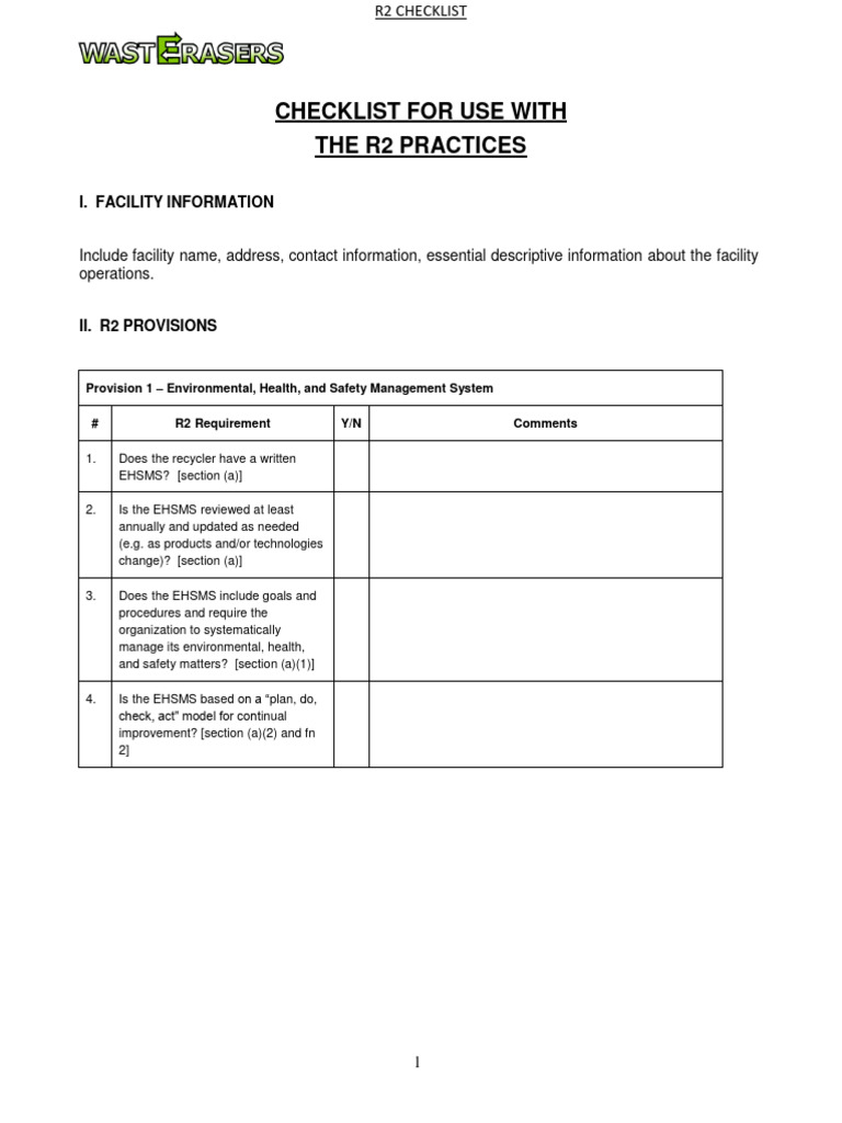 The R2 Checklist | PDF | Recycling | Reuse